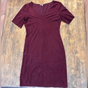 Charlotte Russe Burgundy Faux Suede Bodycon Dress | XS | Made in USA